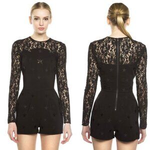 Torn by Ronny Kobo Black Bayla Lace Star Romper